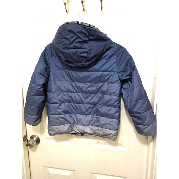 Abercrombie Kids Blue Gradient Puffer Jacket With Hood Size 7/8 - Picture 4 of 12